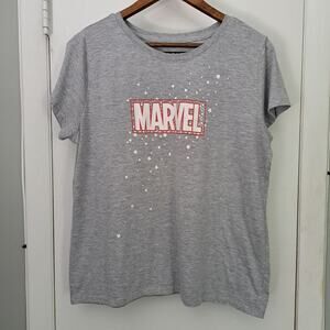 Marvel Gray Women's Large Short Sleeve Logo T-Shirt